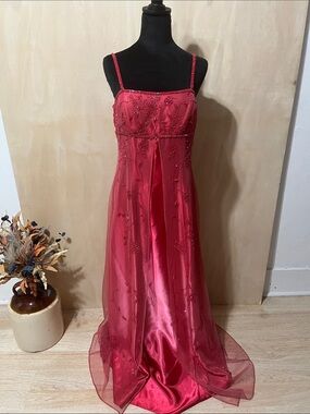 Night Way Collections Coral Beaded Square-Neck Prom Gown